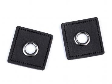 Ösen-Patches  Breite 30 mm ,Höhe 30 mm , Ø 8 mm, Grau Nickel schwarz